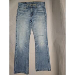 Levis 527 Slim Bootcut Mens Jeans Light Wash Distressed 33x34 (shortened)